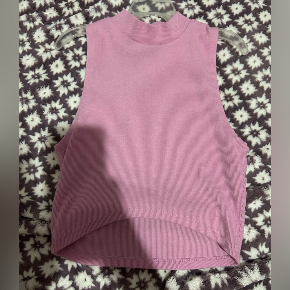 Forever 21 pink cropped mock turtleneck tanktop